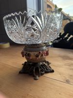 Kristall Schale auf Fuss Jugendstil Blumen antik 26cm