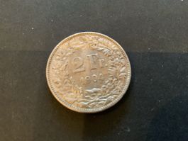 2 Franken 1904 Silber Münze Schweiz guter Zustand SS 