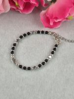 Naturstein Perlenarmband Glücksbringer, schwarz