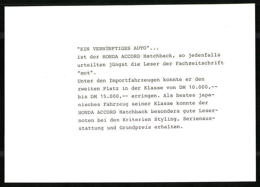Fotografie & Manifesti: Fotografie Auto Honda Accord Hatchback,  – Usato da Berlin venduto da bartko-reher 1