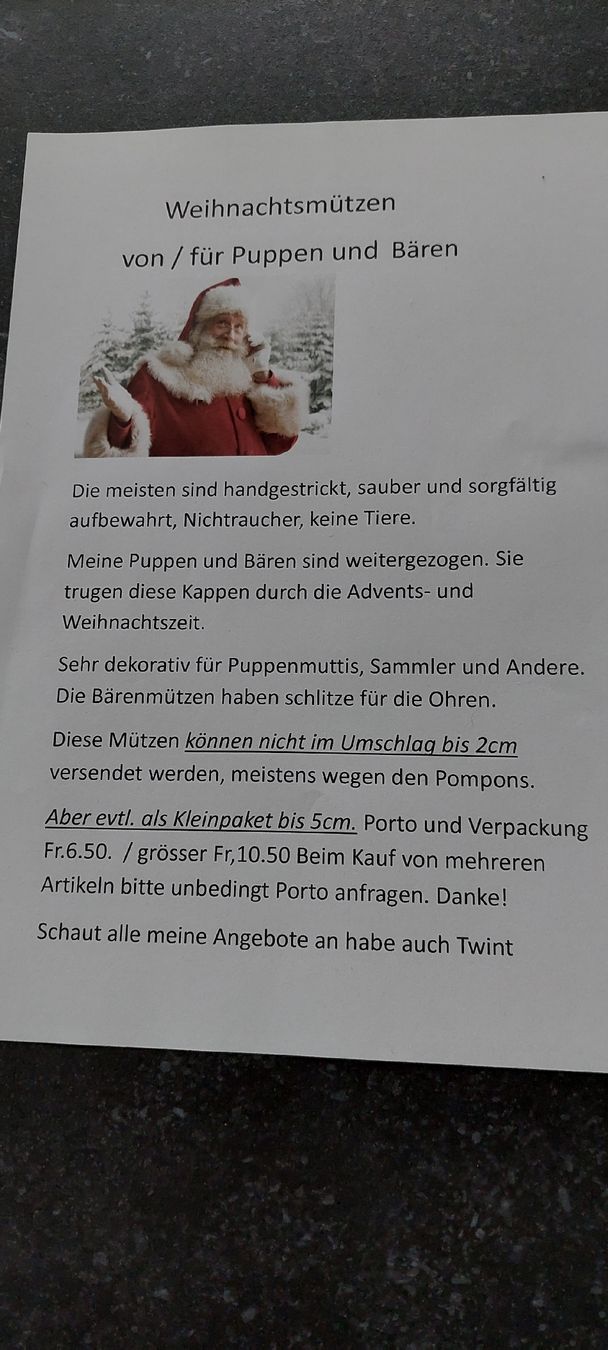 Toutes les décorations: Deko Weinachtspuppenmütze  – Neuf (Voir description) à Muri AG par nindo1 6