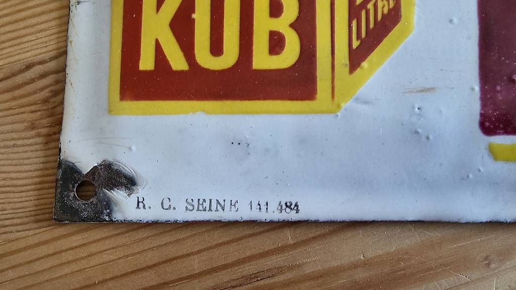 Schilder: Kub Emailschild Original – Gebraucht aus Ettingen von 1964erNachtzugfahrer 4