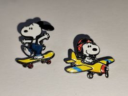 SNOOPY Pins 2er Set - Skater & Flieger! Neu!