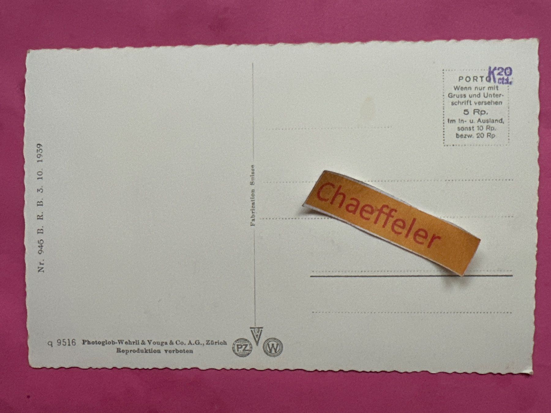 Cartoline postali: Grindelwald, Kirche und Wetterhorn – Usato da Zürich venduto da Chaeffeler 1