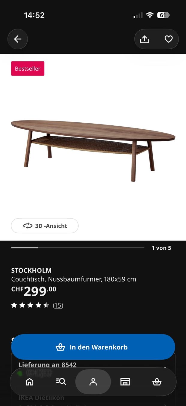 Ikea Tavoli: Couchtisch Stockholm IKEA – Usato da Wiesendangen venduto da Bassi8303 2