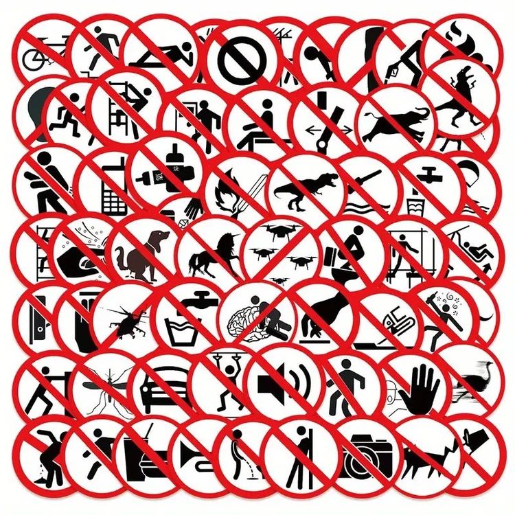 62 Stk. Sticker Aufkleber - Gefahr Verbotszeichen (Neu und ...