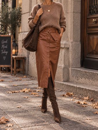 NEU Freebird Midi Jupe lederoptik mit Gürtel NEU XS