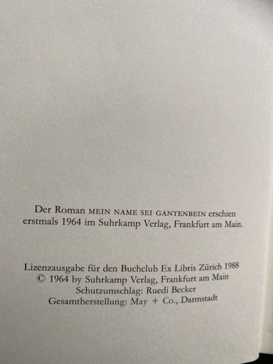 Libri: Max Frisch: mein Name sei Gantenbein – Nuovo (secondo la descrizione) da Dallenwil venduto da kavogt6 4