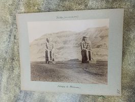 Antikes Photo auf Karton / Thebes Ägypten - Colosses Memnon 