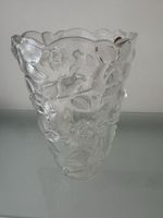 Vase Waltherglas clear rose relief made in Germany