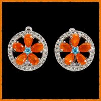 Orange Opal 925 Silber Ohrringe