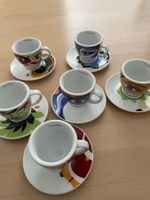 6er Set Kaffeetassen "Free time" mit Untertassen bunt