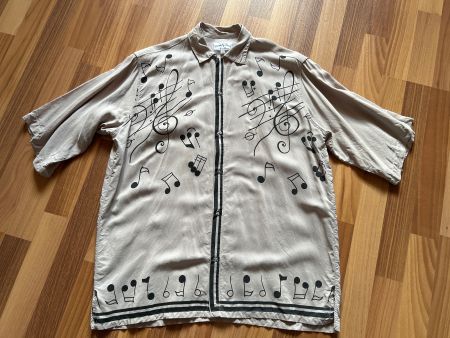 Hemdbluse Brown & Brown Musiknoten beige Grösse M