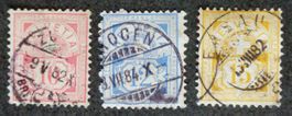 1882: Chiffre, papier blanc, 10–15 c, O, des légères fautes