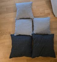 5x Dekokissen / Zierkissen (3x Hellgrau, 2x Dunkelgrau)