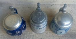 3 alte Bierkrüge Studentika