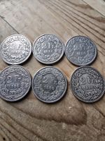 6x 2 Franken 1886 silber Münzen Helvetia 
