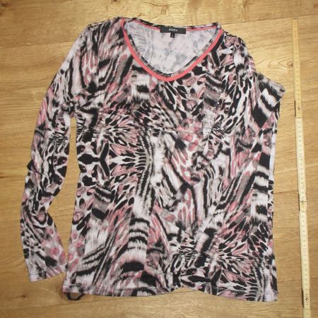 Langarmshirt Animalprint mit Glitzersteinchen