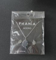 Neuf, Frania, Collier et boucles d'oreilles plume acier