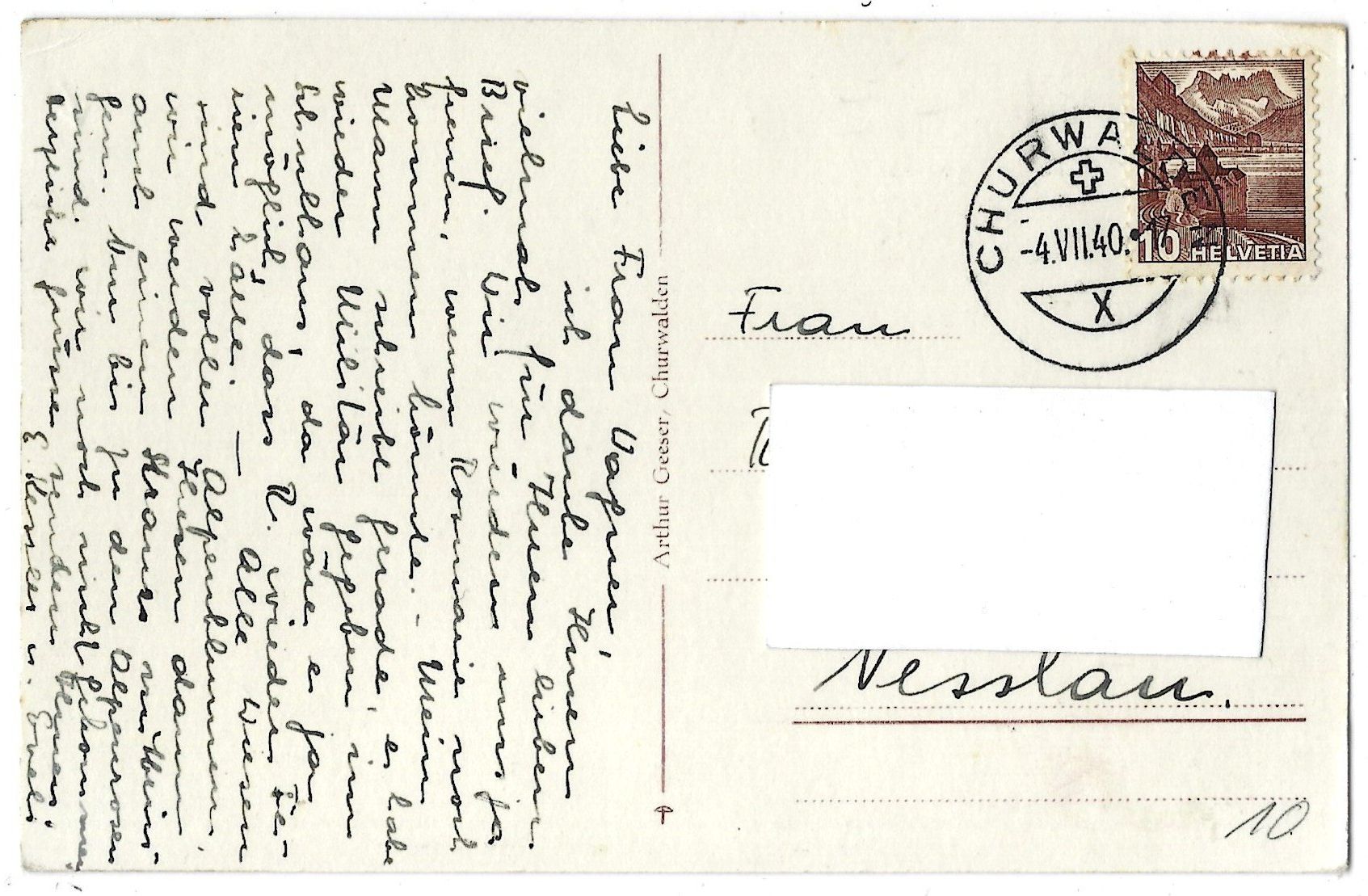 Cartoline postali: Kloster,  Churwalden – Usato da Bütschwil venduto da Jackson1A 1