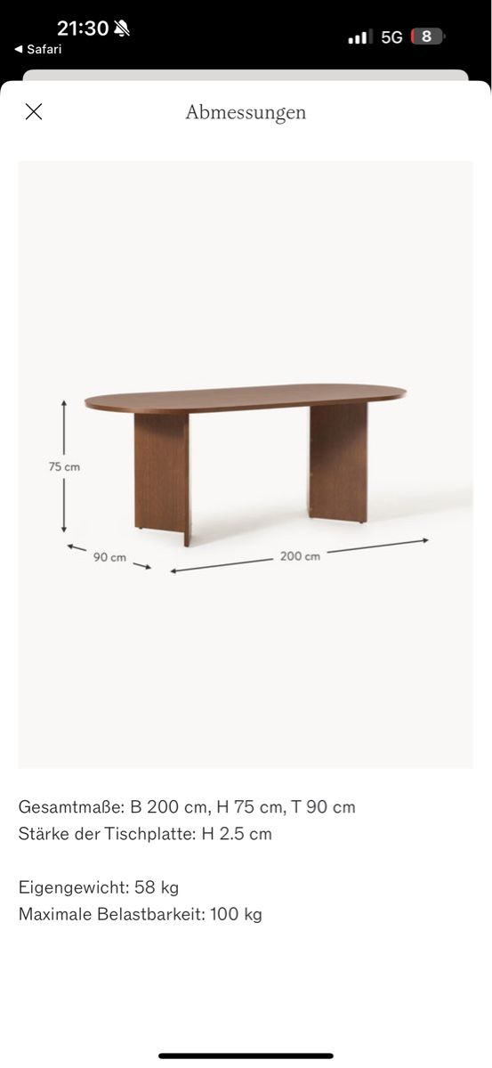 Westwing Tavoli: Westwing Esstisch Oval braun (Eiche) – Nuovo (secondo la descrizione) da Weiningen ZH venduto da ibr_cm5n 3