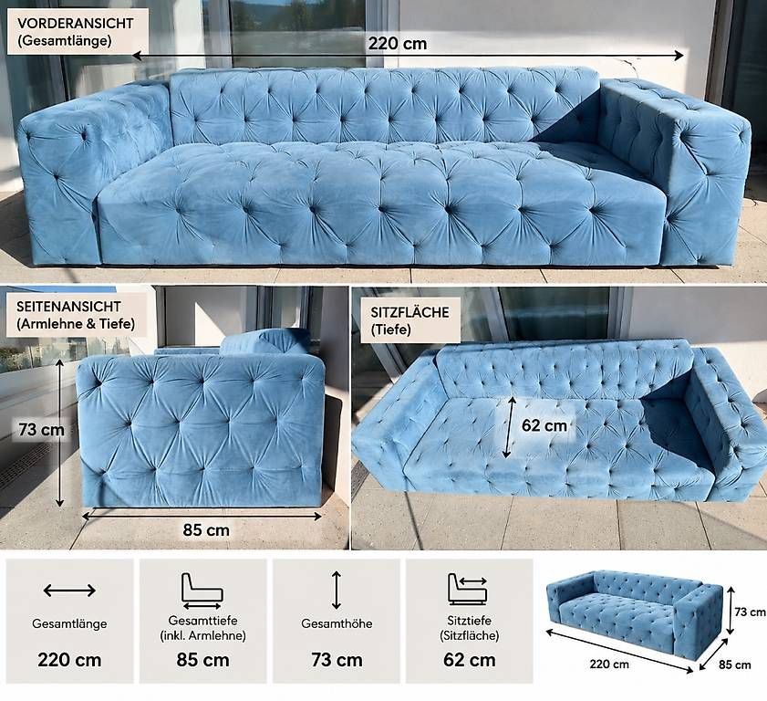 Sofas: Samtsofa mit Knopfheftung – Gebraucht aus Oberengstringen von aGiiP