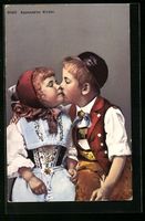 Niedliches Appenzeller Kinderpaar in Tra