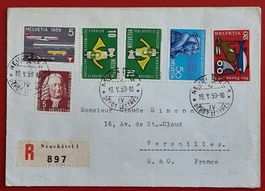 WERBE SATZ 343 - 346 NEUCHATEL VERSAILLES PARIS FRANCE 1959