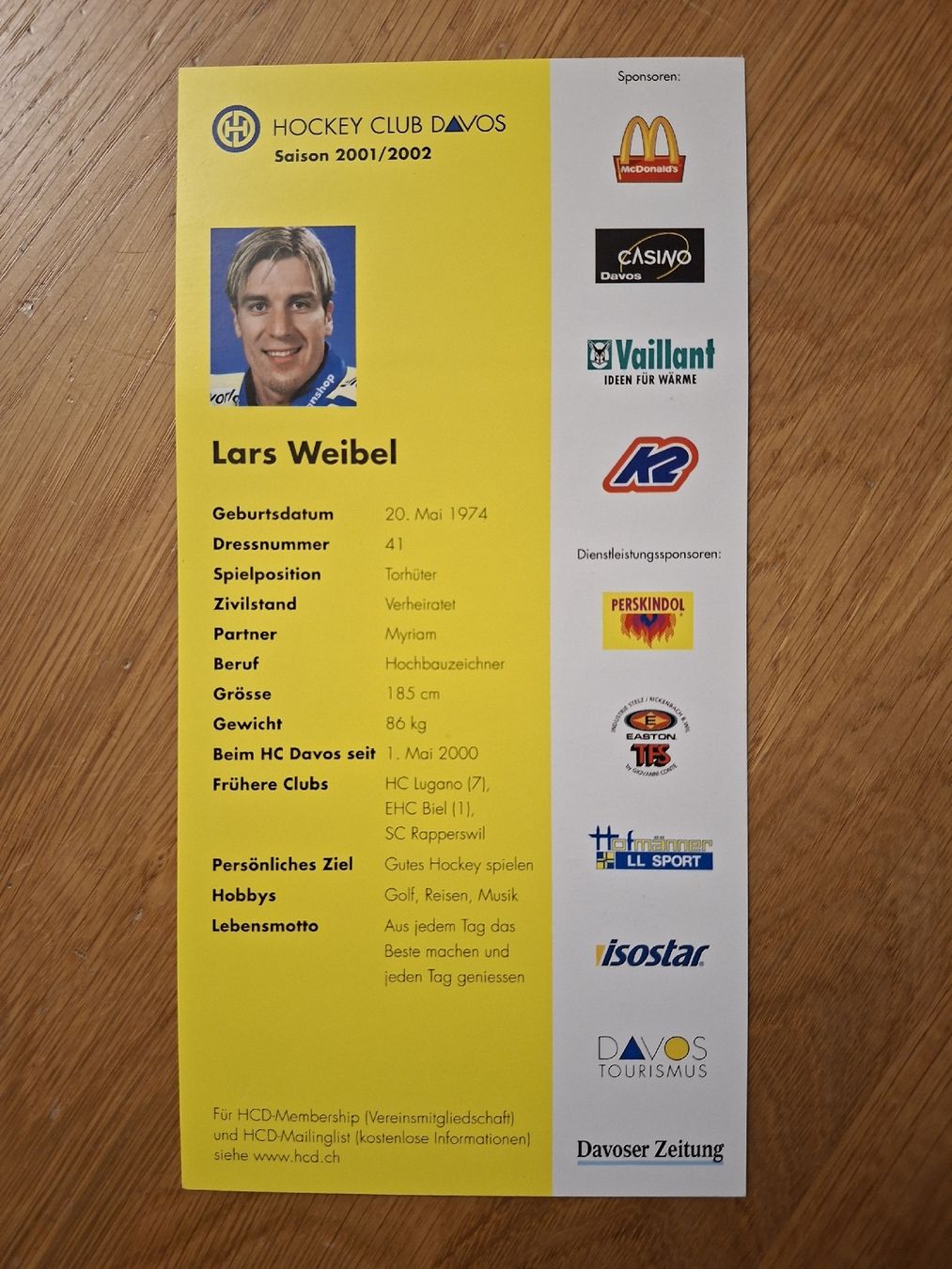 Autografi: Lars Weibel Autogrammkarte HC Davos – Usato da Thun venduto da wuschu 1
