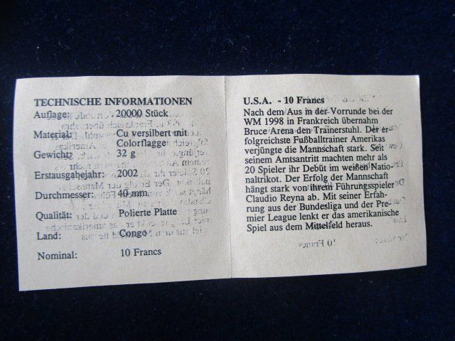 Medaillen: Fussball WM 2002 - USA Amerika - PP – Neu und originalverpackt aus Luzern von Horoskop1 3