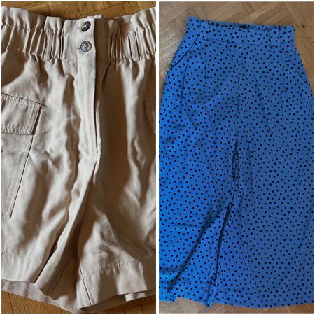 Zara Summer Polka Dot Wide-Leg Pants & Beige Cargo Shorts