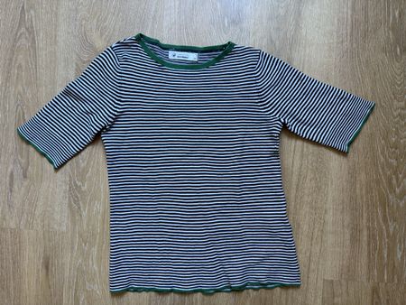 T-shirt maille noir/blanc rayé Cortefiel, t.S/36