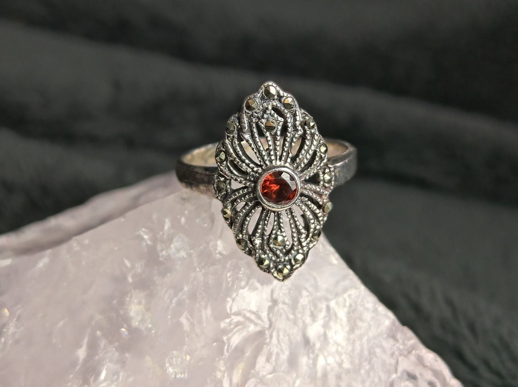 Anelli: Ring Silber 925 mit rotem Stein – Usato da Istighofen venduto da Ringparadies