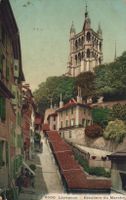 Alte Ansichtskarte Lausanne, Escaliers du Marché, 1908