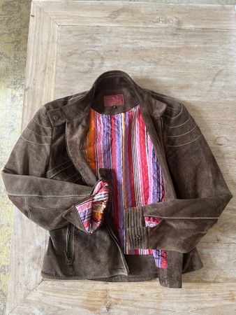 Etro Wildleder Jacke, Seidenfutter, Grösse M