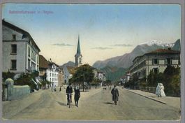 1910, BAD RAGAZ, BAHNHOFSTRASSE, BELEBT