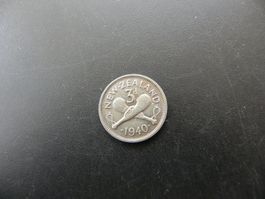 Neuseeland 3 Pence 1940 Silber