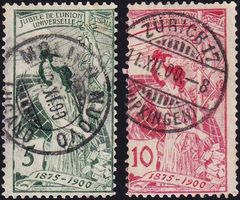1900, UPU, Nr. 77C + 78C, sauber entwertet, siehe Scan.