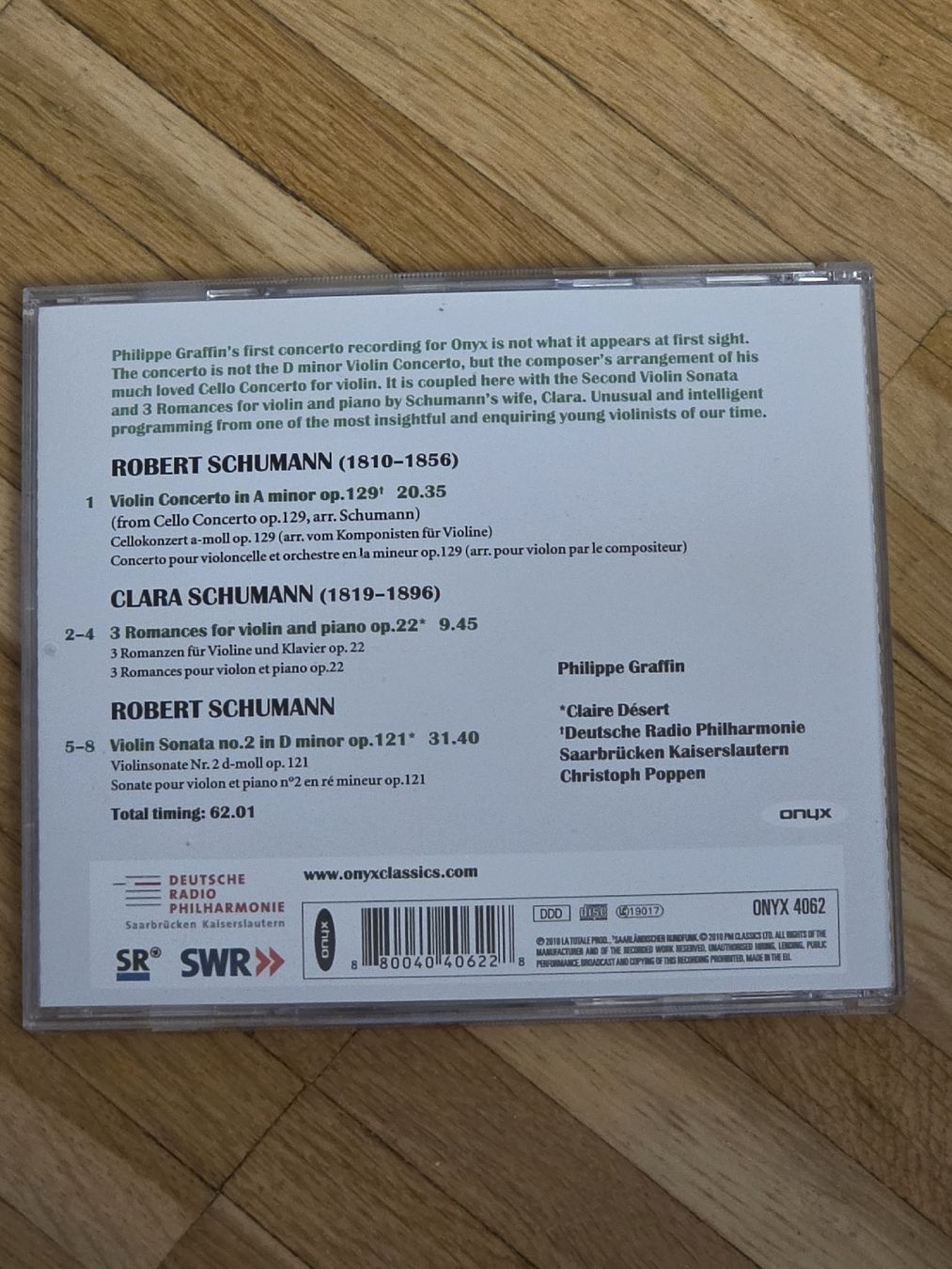 CD: CD: Schumann: Violinkonzert - Philippe Graffin  – Usato da Aesch BL venduto da immon 1