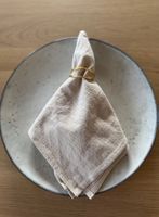 80er Set Stoffservietten, Baumwolle, beige