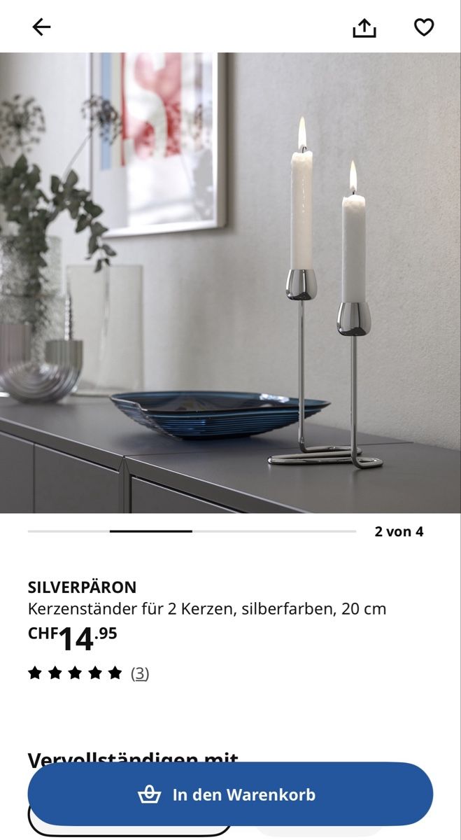 Ikea Bougeoirs: SILVERPÄRON Kerzenständer IKEA – D'occasion à Dietikon par schultealina__ 2
