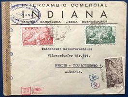 1943 Spanien Flugpost Doppel Zensur DR- Span.Madrid / Berlin