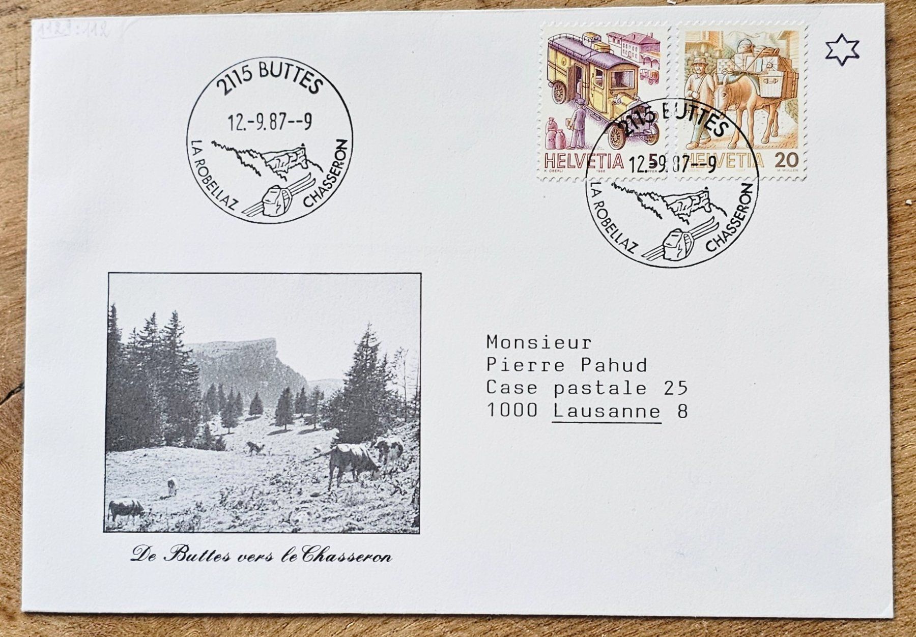 Tutti i francobolli: Sst Brief BUTTES 12.9.87 – Nuovo (secondo la descrizione) da Les Valettes venduto da Nuba1