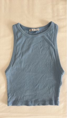 ZARA Ripp Top blau Grösse S guter Zustand