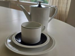 Vintage Kaffeeservice, Arzberg, Porzellan, blau-weiss
