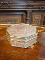 Vintage Schmuckkasten Achteckig mit Spiegel Rot Samt