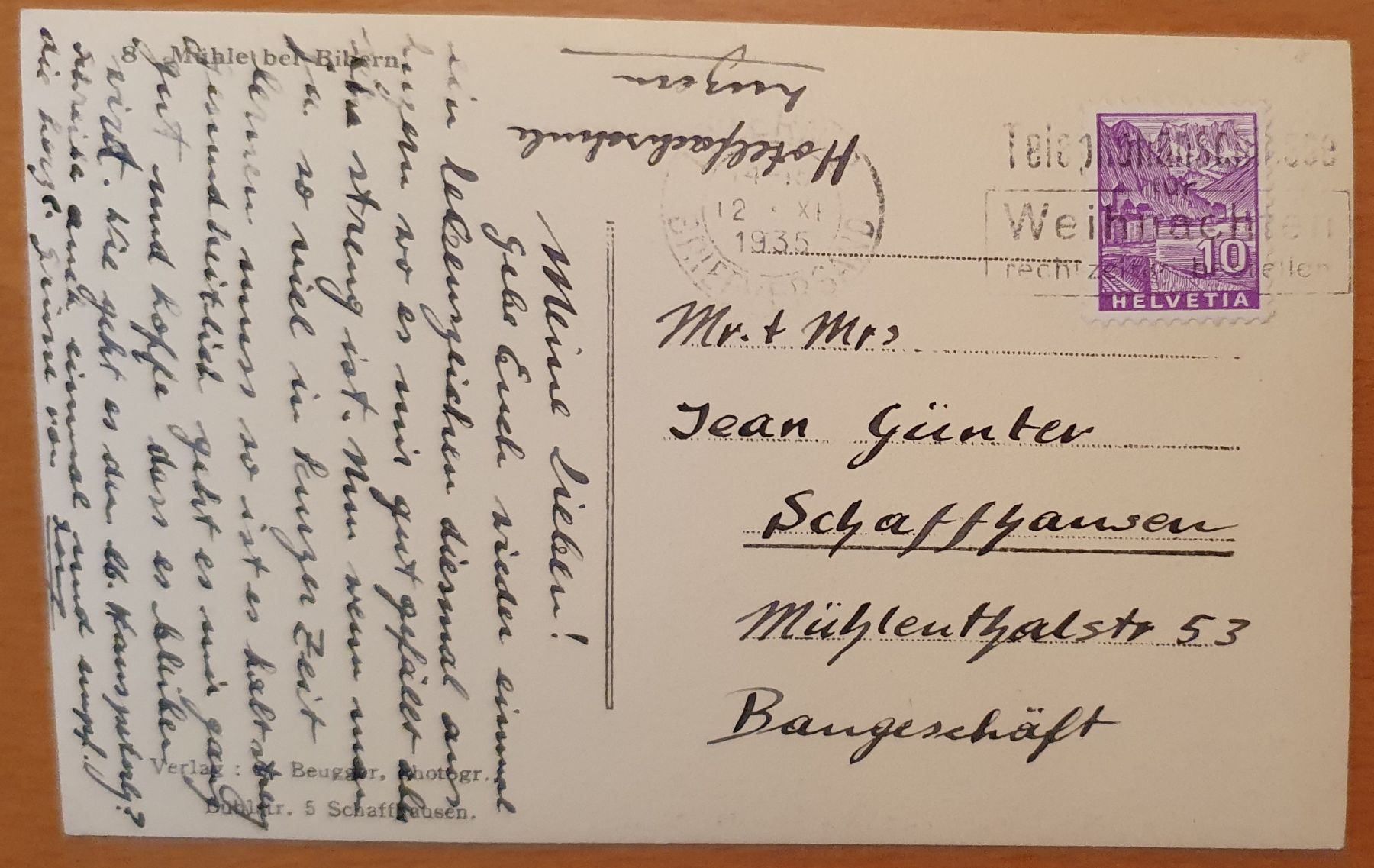 Ansichtskarten: Mühle bei Bibern 1935 – Gebraucht aus Kreuzlingen von Rschweiz1 1