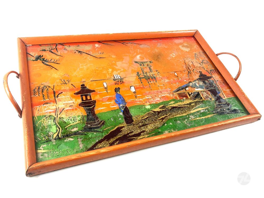 antik-serviertablett-japan-motiv-holz-handarbeit-vintage-gebraucht-in