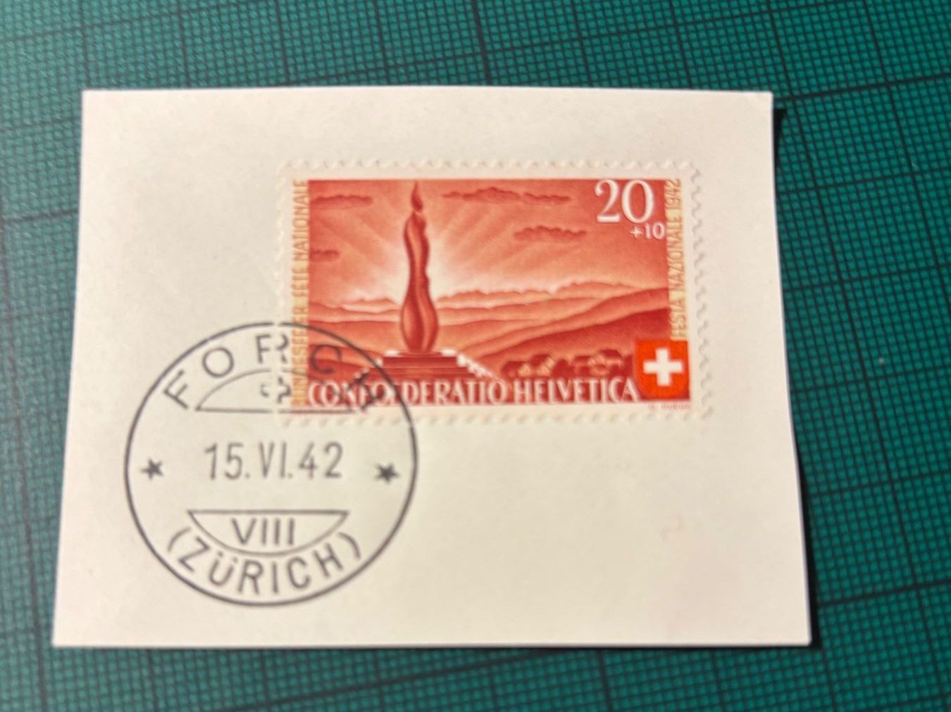 Tutti i francobolli: PP. Einzelw. Wehrmännerdenkmal 15.V.I 42. ET FORCH. – Usato da Utzenstorf venduto da Rose0303 1