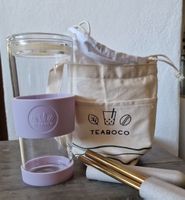 Teaboco Trinkglas Set mit Beutel und Strohhalmen NEU